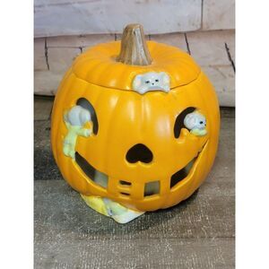 Ceramic tealight Jack O'Lantern mouse mice Halloween home decor figure‎